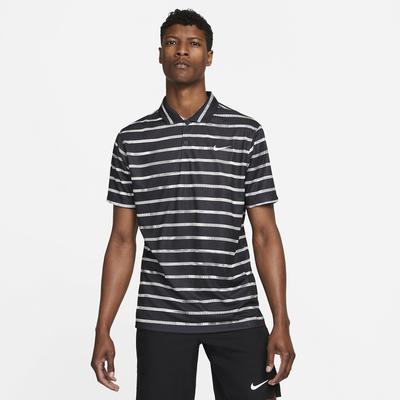Nike Mens Dri-FIT Summer Striped Tennis Polo - Black/White