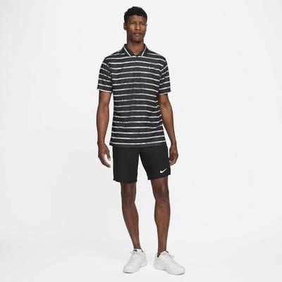 Nike Mens Dri-FIT Summer Striped Tennis Polo - Black/White - main image