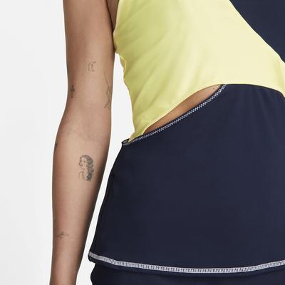 Nike Womens Slam Tennis Tank - Obsidian/Light Zitron/White - main image