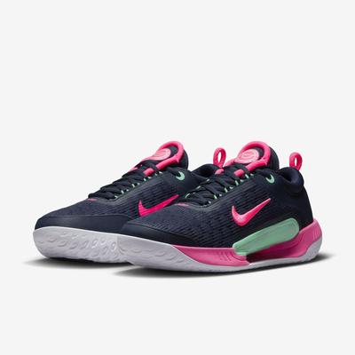 Nike Mens Zoom Court NXT HC Tennis Shoes - Obsidian/Green Glow/Hyper Pink