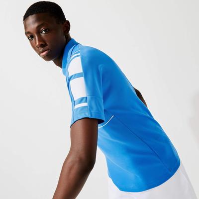 Lacoste Mens Pique And Mesh Polo Shirt - Blue/White - main image