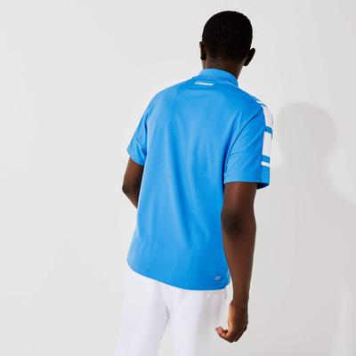 Lacoste Mens Pique And Mesh Polo Shirt - Blue/White - main image