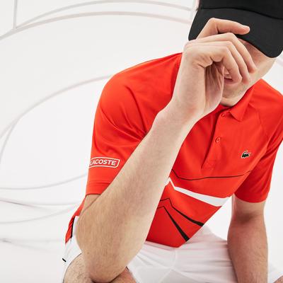 Lacoste Mens Novak Djokovic Collection Stretch Polo - Red/Black/White