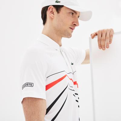 Lacoste Mens Novak Djokovic Collection Stretch Polo - White/Black/Red - main image