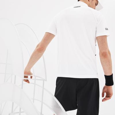 Lacoste Mens Novak Djokovic Collection Stretch Polo - White/Black/Red