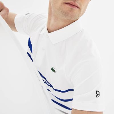 Lacoste Mens Djokovic Graphic Print Polo - White/Blue