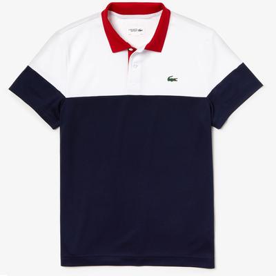 Lacoste Mens Technical Polo Shirt - White/Navy Blue/Red - main image