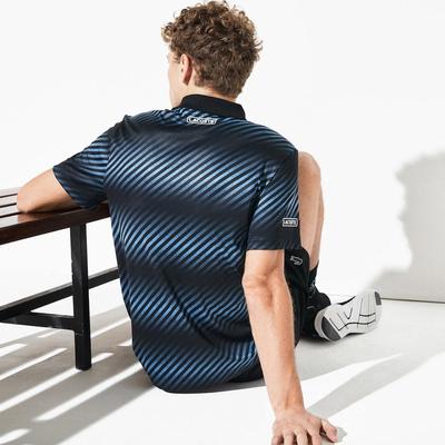 Lacoste Mens Zip Neck Polo Tee - Black/Blue/White - main image