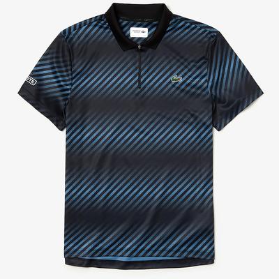 Lacoste Mens Zip Neck Polo Tee - Black/Blue/White - main image