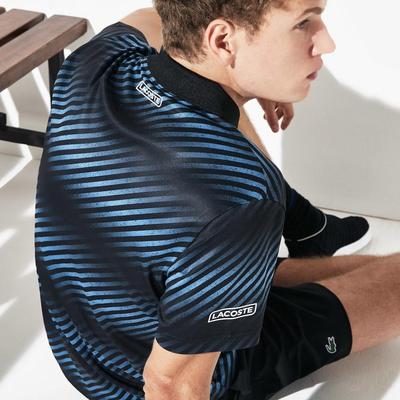 Lacoste Mens Zip Neck Polo Tee - Black/Blue/White - main image