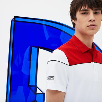 Lacoste Sport Mens Colorblock Pique Djokovic Polo - Red/White/Black - main image