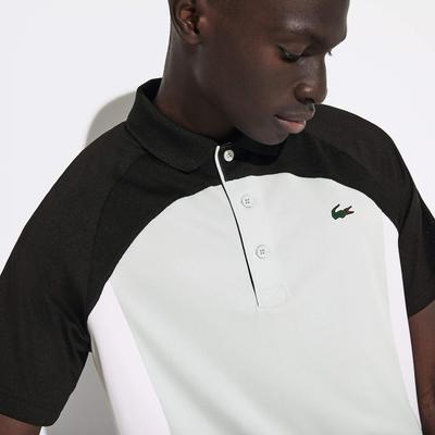 Lacoste Mens Colourblock Breathable Pique Tennis Polo - Black/Light Grey
