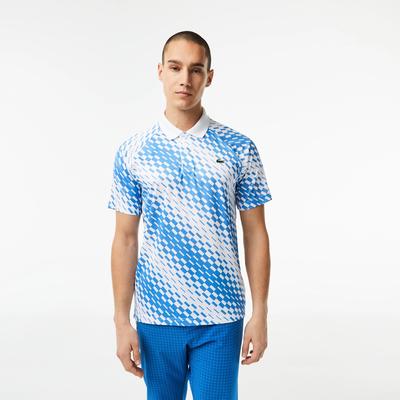 Lacoste Mens Tennis x Novak Stretch Polo White Blue Tennisnuts
