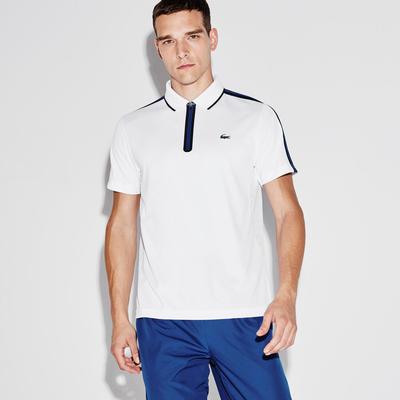 Lacoste Sport Mens Zippered Polo - White/Blue - main image