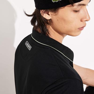 Lacoste Mens Contrast Accent Breathable Pique Polo - Black - main image
