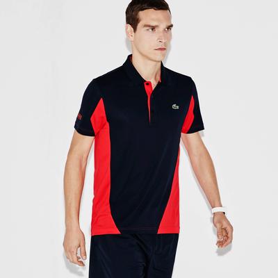 Lacoste Sport Mens Ultra-Dry Colour Block Tee - Navy/Red - main image