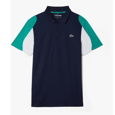 Lacoste Mens Polo Shirt - White/Navy Blue/Green