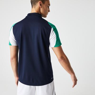Lacoste Mens Polo Shirt - White/Navy Blue/Green