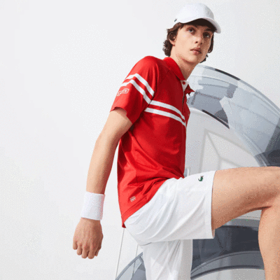 Lacoste Mens Sport X Novak Djokovic Ultra Light Tennis Polo - Red/White - main image
