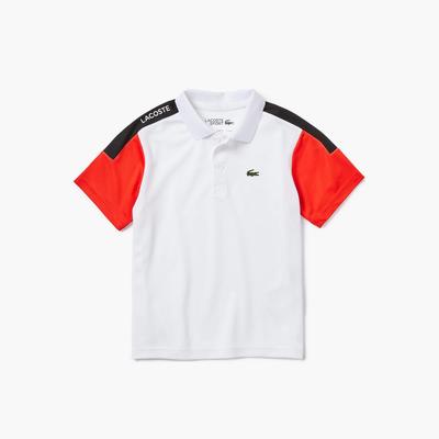 Lacoste Boys Breathable Tennis Polo Shirt - White/Red - main image
