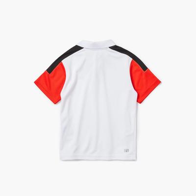 Lacoste Boys Breathable Tennis Polo Shirt - White/Red - main image