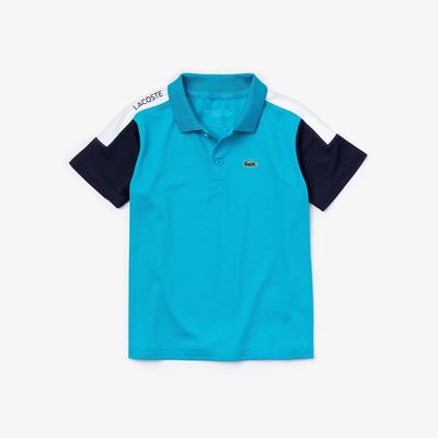 Lacoste Boys Breathable Tennis Polo - Turquoise/Navy Blue - main image
