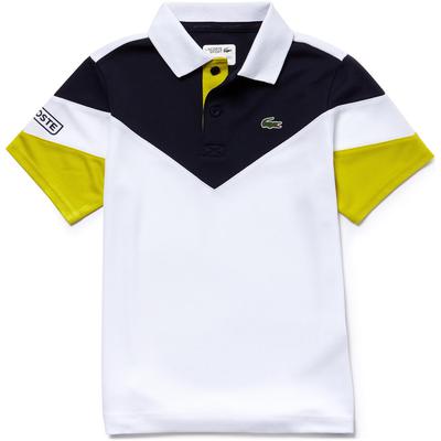 Lacoste Sport Boys Tennis Colourblock Tech Pique Polo - White/Navy/Yellow - main image