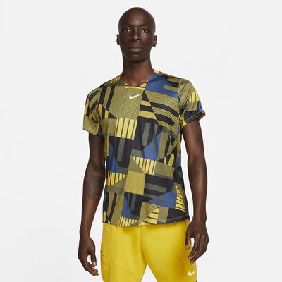 Nike Mens Dri-FIT Printed Tennis Top - Yellow Ochre