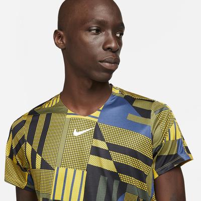 Nike Mens Dri-FIT Printed Tennis Top - Yellow Ochre - main image