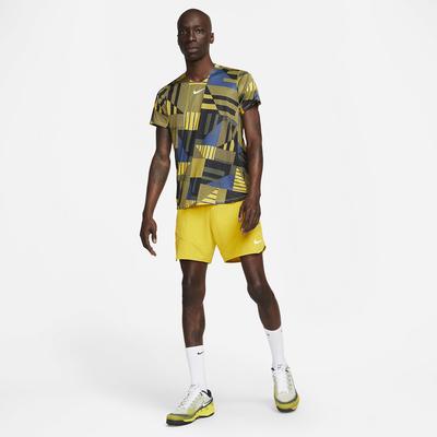 Nike Mens Dri-FIT Printed Tennis Top - Yellow Ochre - main image
