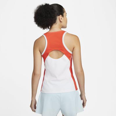 Nike Womens Dri-FIT Slam Tennis Tank - White/Team Orange/Glacier Blue