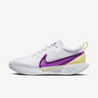 Nike Womens Court Air Zoom Pro Tennis Shoes - White/Citron Tint/Fuchsia Dream - main image