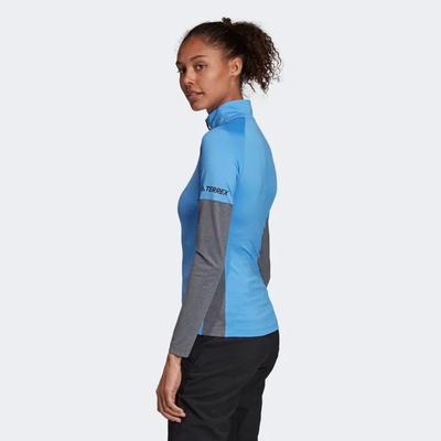 Adidas Womens Xperior Long Sleeve Top - Real Blue/Dark Grey Heather