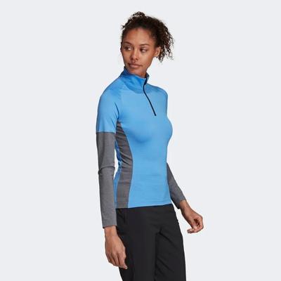 Adidas Womens Xperior Long Sleeve Top - Real Blue/Dark Grey Heather - main image