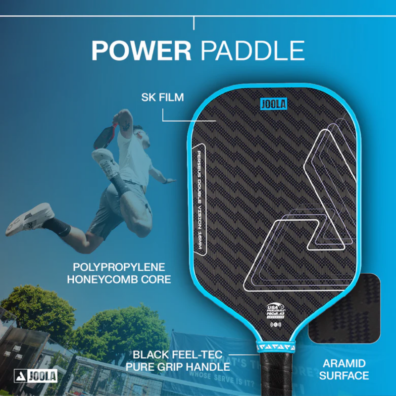 JOOLA Perseus Double Vision 16MM Pickleball Paddle- Bolt Blue - main image