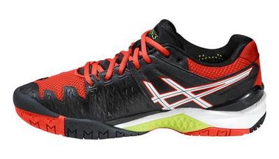Asics Mens GEL-Resolution 6 Tennis Shoes - Black/White/Orange - main image