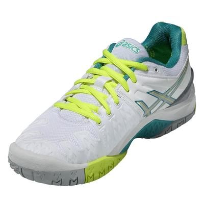 Asics Womens GEL Resolution 6 Tennis Shoes - White/Emerald Green/Silver - main image