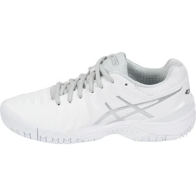 Asics Womens GEL-Resolution 7 Tennis Shoes - White/Silver - main image