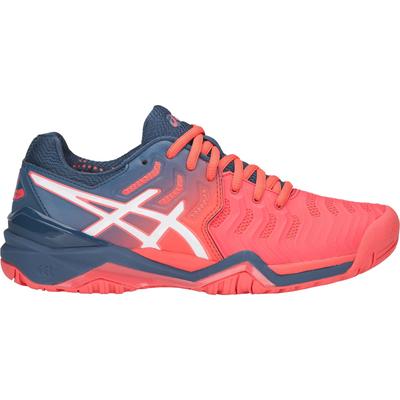 Asics Womens GEL-Resolution 7 Tennis Shoes - Papaya/Blue - main image