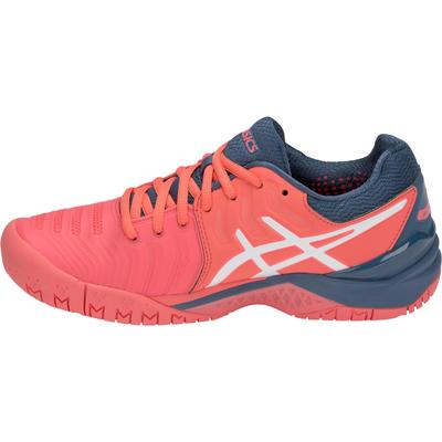 Asics Womens GEL-Resolution 7 Tennis Shoes - Papaya/Blue - main image