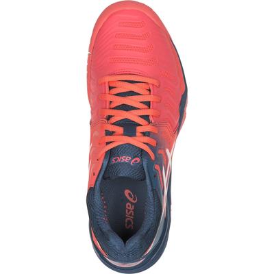 Asics Womens GEL-Resolution 7 Tennis Shoes - Papaya/Blue - main image