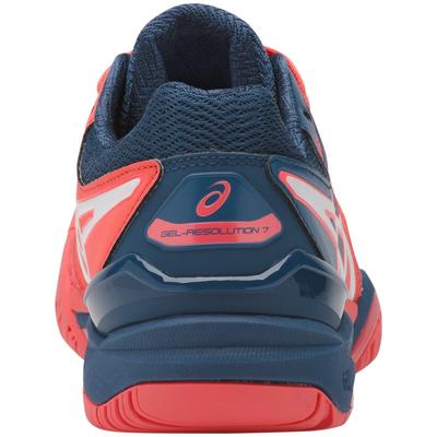 Asics Womens GEL-Resolution 7 Tennis Shoes - Papaya/Blue - main image