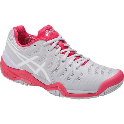 Asics Womens GEL-Resolution 7 Tennis Shoes - Glacier Grey/Rouge Red