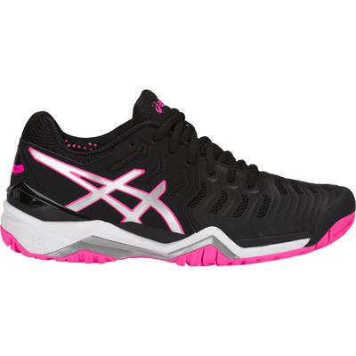 Asics Womens GEL-Resolution 7 Tennis Shoes - Black/Silver/Hot Pink