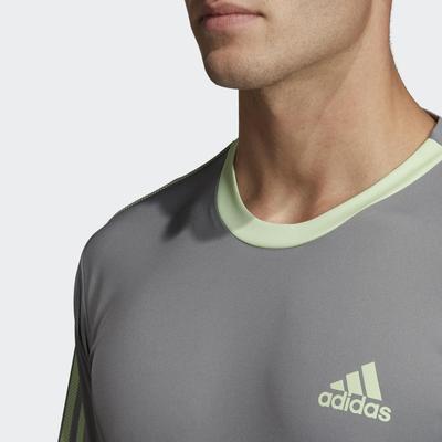 Adidas Mens 3-Stripes Club Tee - Grey Three/Glow Green - main image