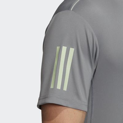 Adidas Mens 3-Stripes Club Tee - Grey Three/Glow Green - main image