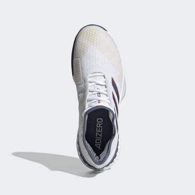 Adidas Mens Adizero Ubersonic 3 Tennis Shoes - White/Light Solid Grey - main image