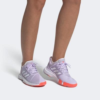 Adidas Womens CourtJam Bounce Tennis Shoes - Coral/Purple/White - main image