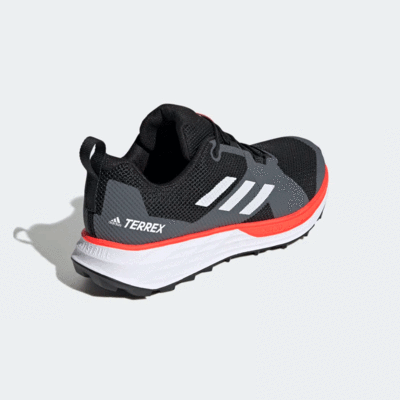 Adidas Mens Terrex Two Trail Running Shoes - Core Black/Solar Red - main image