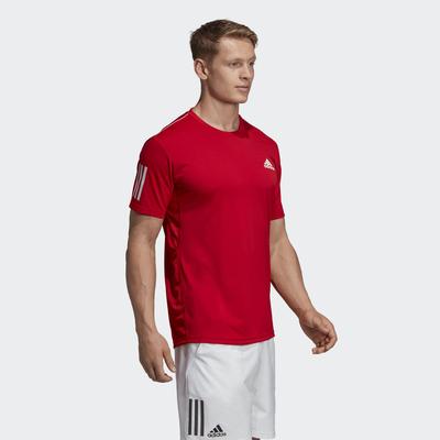 Adidas Mens 3-Stripes Club Tee - Scarlet/White - main image